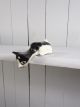 Small Black & White Cat Shelf Sitter 5x9 cm