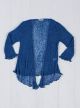 Gringo Fairtrade 3/4 Sleeve Loose Knit Tie Front Shrug (Blue 63)