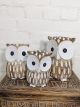 Set Of Three Natural/White Wash Owls 25