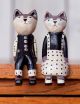 Set Of 2 Him And Her Sitting Cats 13 x 8cm