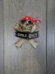 Red Bandana 'Girls Only' Skull And Cross Bones 12 x 14cm