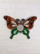 Red & Green Mosaic Butterfly Mirror 50 x 37 cm