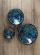 Set Of 3 Round Blue Mosaic Bowls 40, 30, 20cm