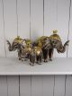 Set of Three White Wash & Gold Elephants 24x20x15 cm