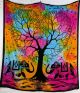 Rainbow Tree & Elephant Print Double Bedspread 220 x 230cm - 100% Cotton