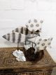 Four Grey/White Fish On Driftwood Stand 30x30x15 cm