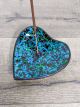 Blue Speckled Mosaic Heart Incense Holder