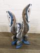 Set of 3 Blue Seahorses 52,43,34 cm
