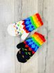 Black Rainbow Mittens - 100% Wool Outer 100% Polyester Inner