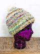 W - Multi Coloured Lined Bobble Hat - Wool
