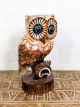 Wooden Owl On Perch 25 x 12.5 x 9 cm