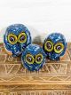 Set Of Three Blue Owls