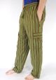Green Cargo Stripe Trousers - 100% Cotton