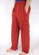 Red Cargo Stripe Trousers - 100% Cotton