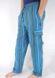 Turquoise Cargo Stripe Trousers - 100% Cotton