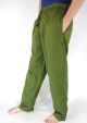 Green Plain Cotton Drawstring Trousers - 100% Cotton