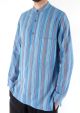 Turquoise Stripe Cotton Three Button Shirt - 100% Cotton
