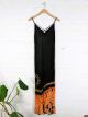 Black Orange Long Strappy Dress