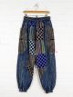 Navy Patchwork Harem Trousers - 100% Cotton