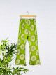 Green Daisy Print Flared Trousers