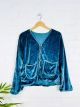 Blue Velvet Long Sleeve Lined Toggle Jacket