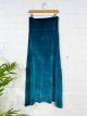 Blue Velvet Long Skirt with Side Splits