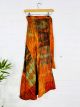 Rust Stripe Patchwork Long Wrap Skirt