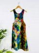 Dark and Bright Rainbow Tie Dye Sleeveless Midi Dress