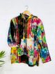 Dark and Bright Rainbow Tie Dye Hooded Zip Unlined Jacket