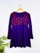 Purple Circle Print Long Sleeve Short Dress