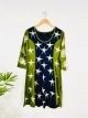 Navy Green Star Long Sleeve Short Dress