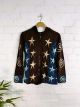 Brown Petrol Star Lined Zip Hood Top