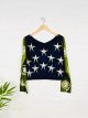 Navy Green Star Long Sleeve Cropped 