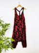 Red Dragon Print Long Drop Crotch Dungarees