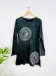 Black Yin Yang Print Long Sleeve Short Dress