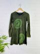 Green Yin Yang Print Long Sleeve Short Dress