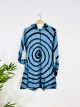 Blue Swirl Long Lined Zip Hood Top