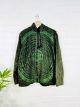 Green Prayer Print Lined Zip Hood Top