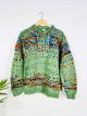 Green And Rainbow Three Button Jumper