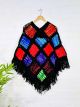 Black Multi Crochet And Patch Knitted V Poncho