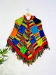 Rainbow Chunky Knit Hooded V Poncho