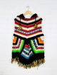 Multi Pattern V-Shape Hooded Poncho