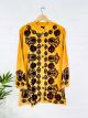 Orange Collarless Buttoned Long Jacket