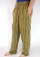 Green Stonewashed Striped Trousers - 100% Cotton