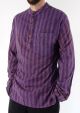 Purple Stonewashed Striped Cotton 3 Button Shirt - 100% Cotton