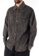 Black Stripe Cotton Stonewash Full Button Shirt - 100% Cotton