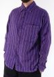 Purple Stripe Cotton Stonewash Full Button Shirt - 100% Cotton