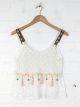 White Vest Top With Tassels - 100% Cotton