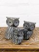 Set Of Three Grey Owls