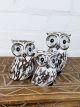 Set Of 3 White Distressed Owls